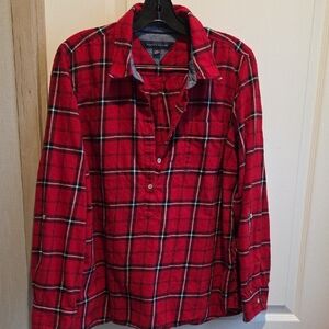 Tommy Hilfiger Red and Black Plaid Women's Shirt